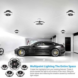 1/2/4x Garage Light Round 5-Head Lighting Ultra-high Brightness E26/E27 Black