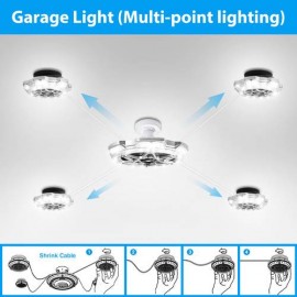 1/2/4x Garage Light Round 5-Head Lighting Ultra-high Brightness E26/E27 Silver