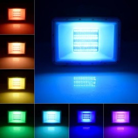 50W RGB LED Flood Light Color Change Remote Control Outdoor Spotlight UK