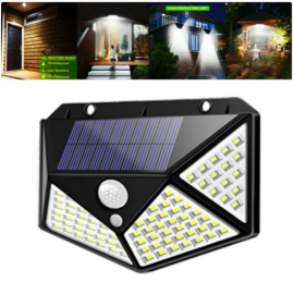 100 LED Solar Waterproof Power PIR Motion Sensor Wall Light Outdoor Garden Lamp