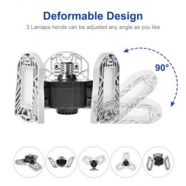 60W Deformable Tri-Fold Lamp LED Adjustable Three Light Garage High Bay Light