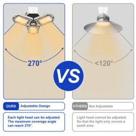 60W Deformable Tri-Fold Lamp LED Adjustable Three Light Garage High Bay Light