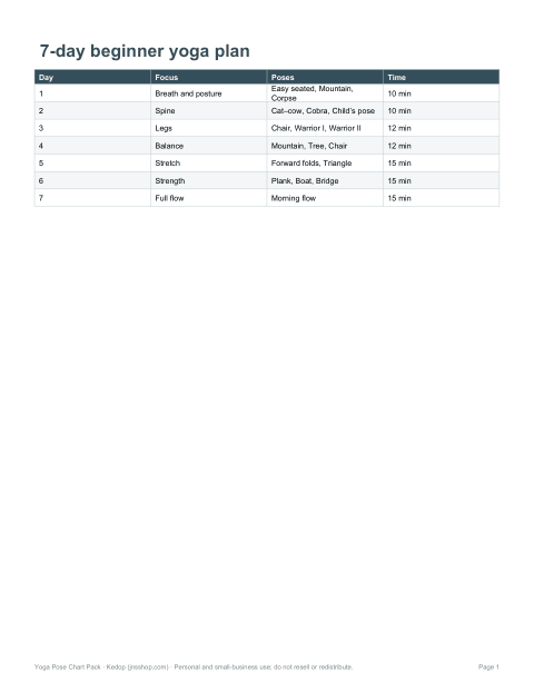 Preview of the first page of 7-day plan (PDF/DOCX)